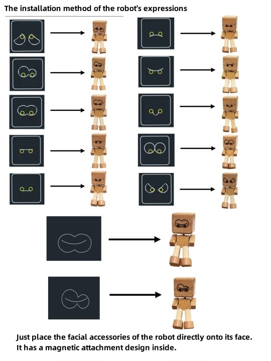 🔥Last Day Promotion 70% OFF🔥Charming Little Wooden Figure with 12PCS Magnetic Expressions