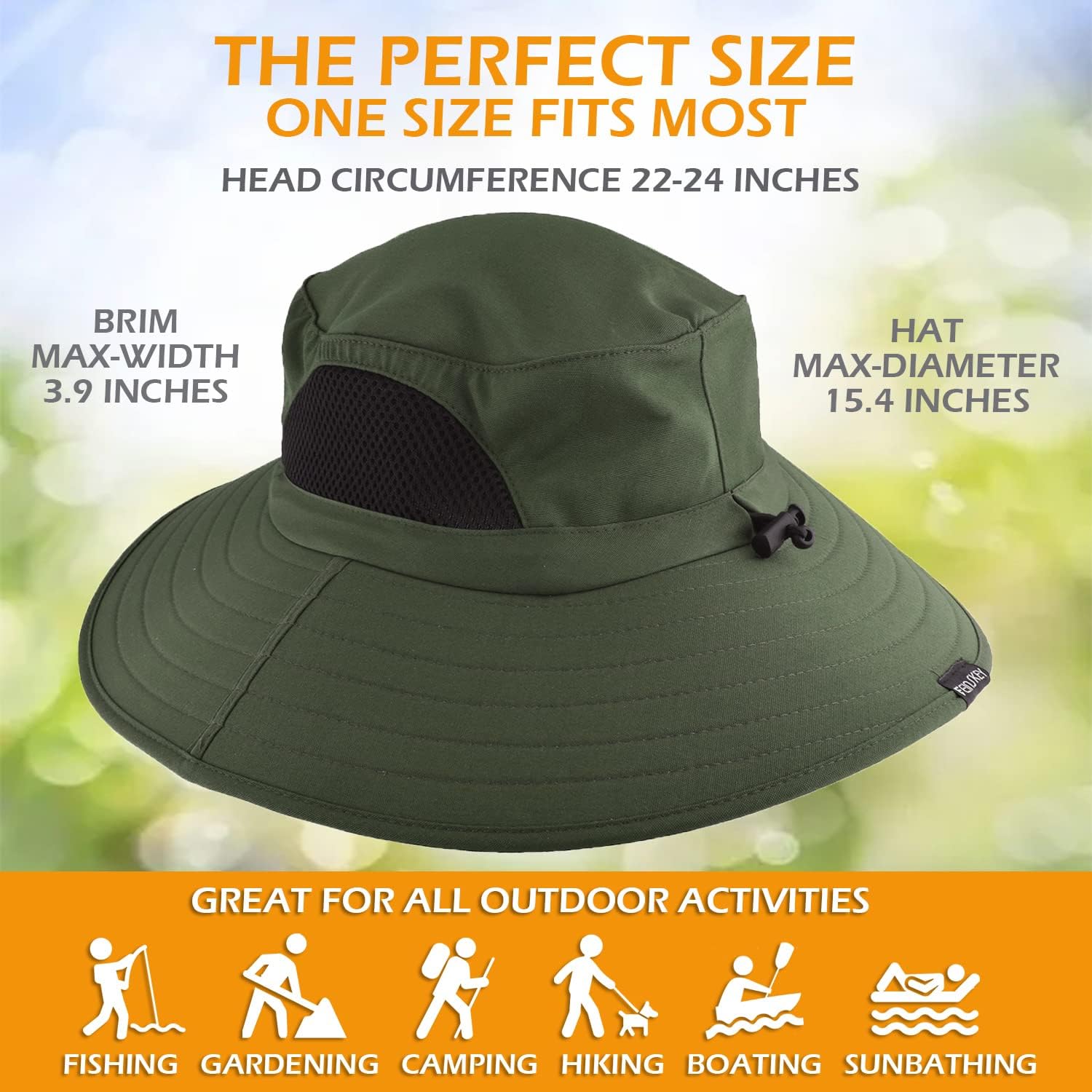 EINSKEY Unisex Sun Hat, Waterproof Wide Brim Bucket Hat Packable Boonie Hat for Fishing Hiking Gardening Safari Beach