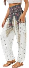 QIANXIZHAN Women's Harem Pants, High Waist Yoga Boho Trousers with Pockets