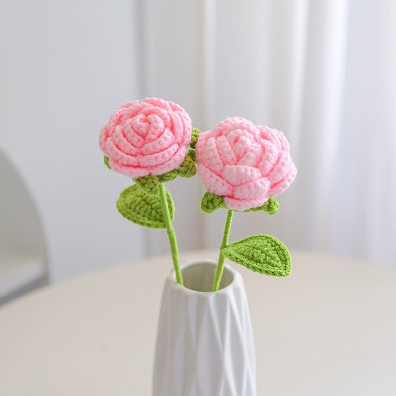 3 Counts Creative DiY  Handwoven Knitted Faux Rose Flower