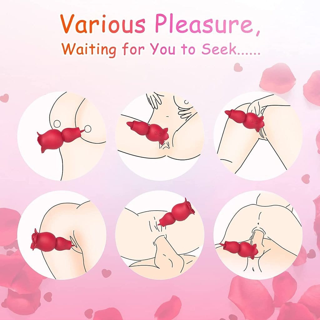 Rose Sucking and Tongue Vibrator 2 in 1 Rose Toy