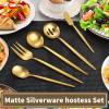 Matte Gold Silverware Set, VANVRO 40-Piece Stainless Steel Flatware Set, Satin Finish tableware Cutlery Set, Service for 8, Home and Restaurant, Dishwasher Safe