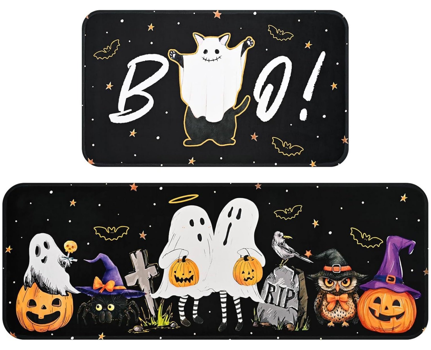 🎁TikTok Last Day Sale - 70% OFF🎃Ghost Pumpkin Bat Black Halloween Kitchen Mats