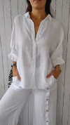 Cotton and Linen Tie Back Design Shirt
