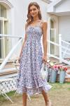 GRACE KARIN Women's 2024 Summer Floral Boho Dress Square Neck Strapped Swing A Line Beach Long Maxi Dress