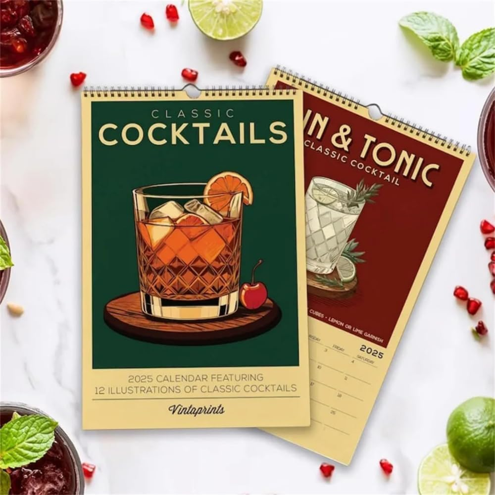 📅2025 Cocktail Art Wall Calendar