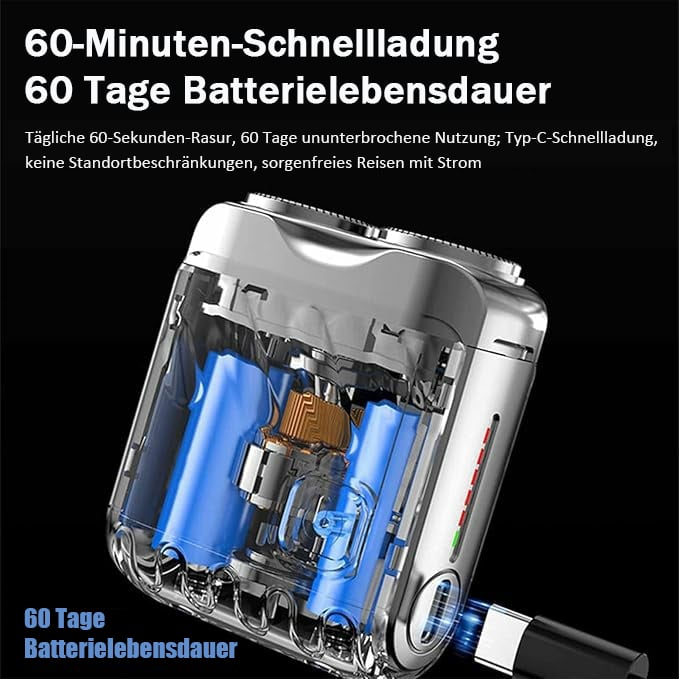 🔥Letzter Tag 49% RABATT🔥Tragbarer rotierender Elektrorasierer mit zwei Ringen