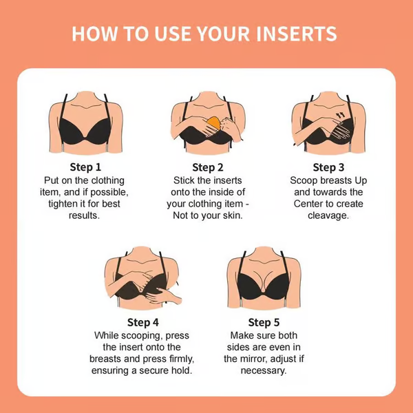 Sticky Bra Inserts - Washable & Reusable, Instant Lift🔥(Latex-free and Allergy-friendly)