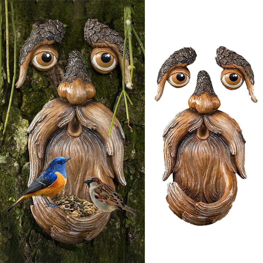 🎖️July 4th Flash Sale: 50% OFF Sitewide! 💕Handmade Tree Faces Garden Decor –Tree Hugger Bird Feeder