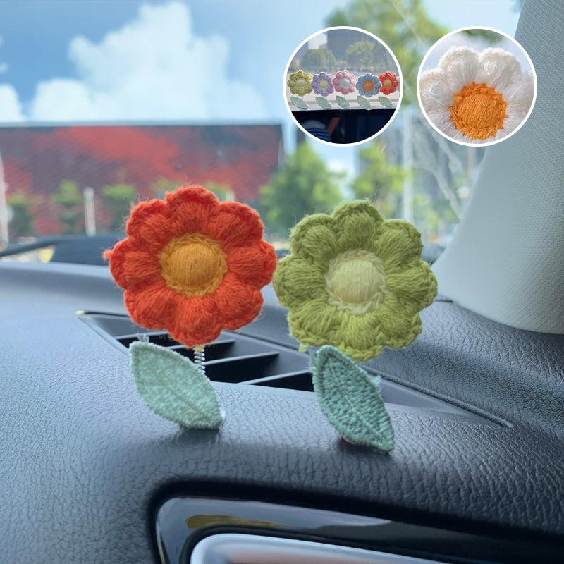 (🎄Christmas Hot Sale🔥🔥)🌸Shaking Head Flower Car Ornament(7 PCS)💜(BUY MORE SAVE MORE)