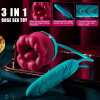 Big Mouth 3in1 Rose shaped Vibrator With 9 Tongue Licking & 6 Thrusting G Spot Dildo