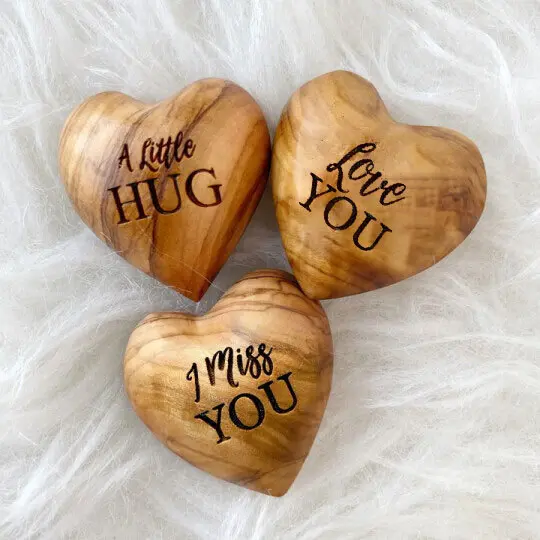 💖Handmade Pocket Hug Wooden Heart Token🎁
