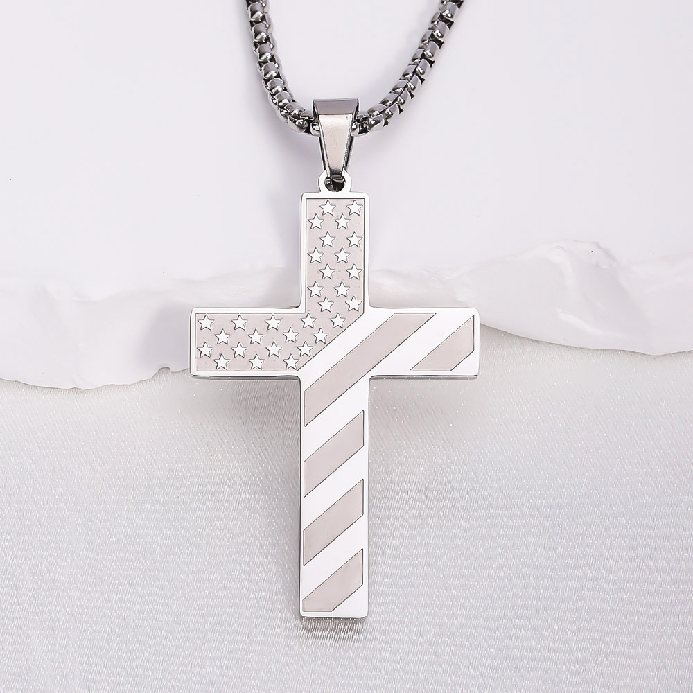 ✞ Stainless Steel Cross Pendant Memorial Jewelry - Live With Me Forever