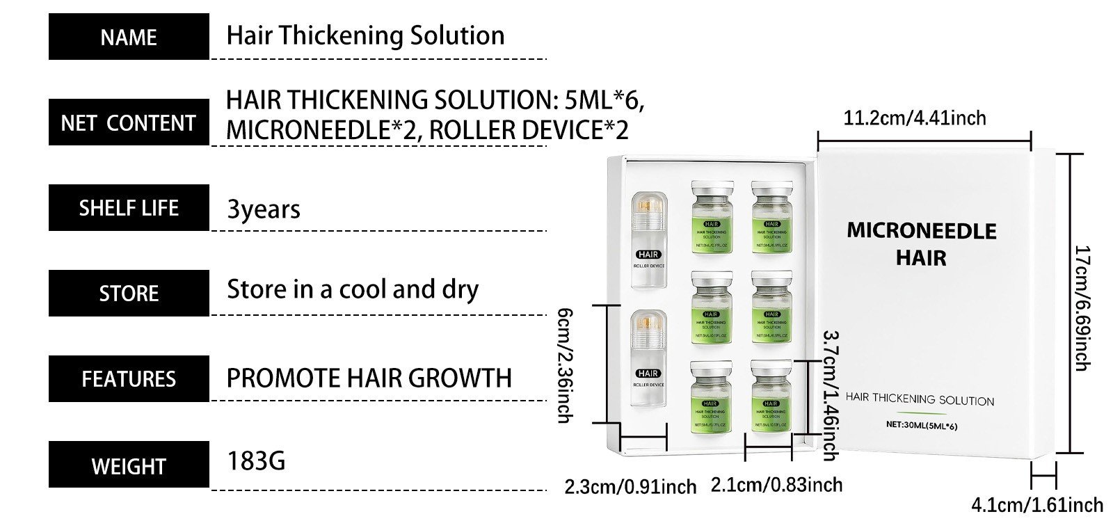 Microneedle Hair Regrowth System Hair Thickening Solution