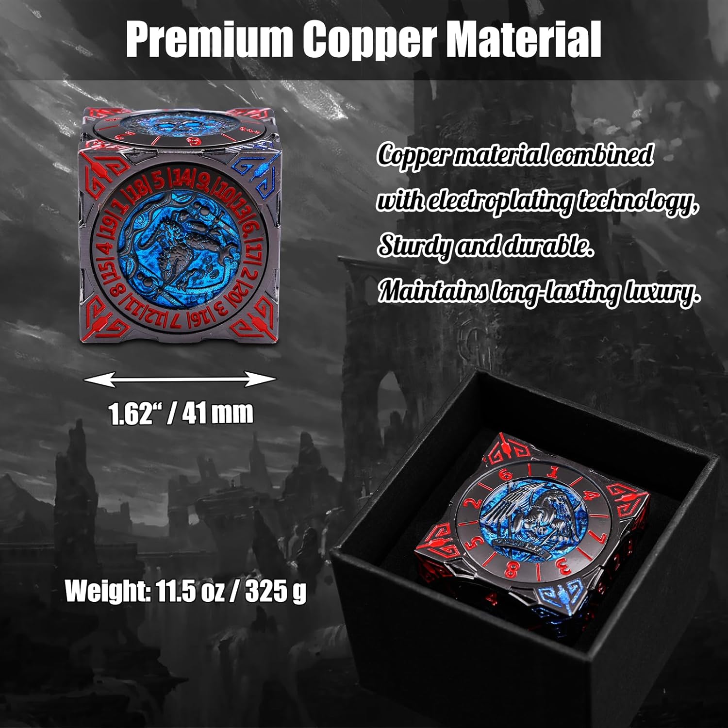 2025 New DND Fidget Spinner DICE: 7-in-1 Metal DND Dice Cube – 6-Sided Rotating Polyhedral Dice, Tabletop RPG Accessory for DMs and Player