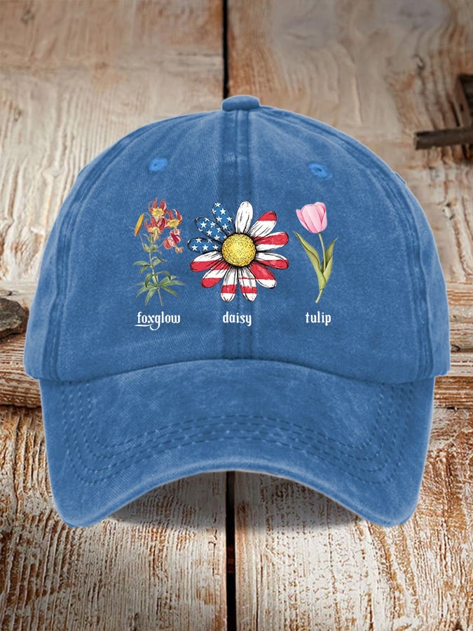 Unisex Floral Fdt Washed Cotton Hat
