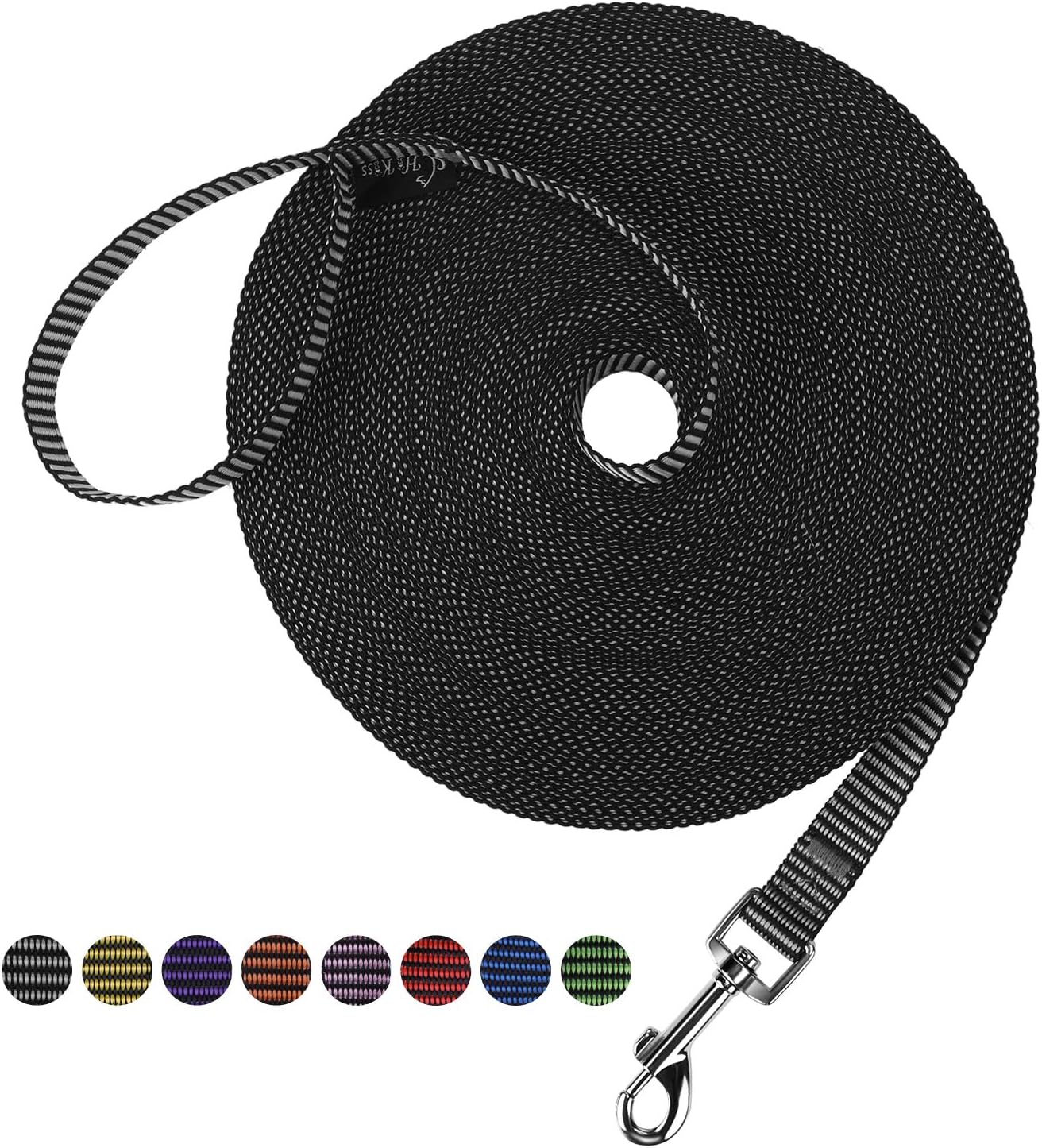 Hi Kiss Dog/Puppy Obedience Recall Training Agility Lead - 15ft 20ft 30ft 50ft 100ft Training Leash - Great for Play, Camping, or Backyard - Black 30ft