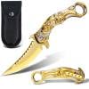 Blue Dragon Knife Dark Side-9Cr18Mo BLADE Pocket Folding Knife With Sheath