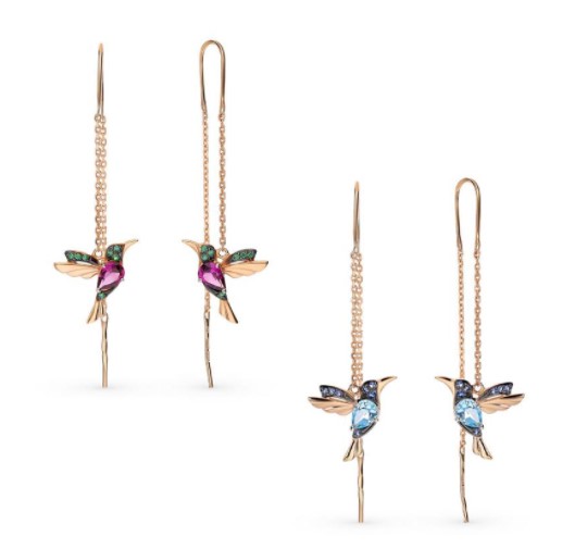 Ladies Elegant Hummingbird Rhinestone Stud Earrings