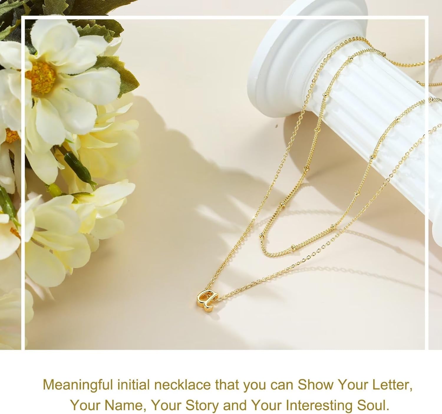 Yoosteel Layered Initial Necklaces for Women Trendy, 14K Gold Plated Letter A-Z Pendant Necklace Tiny Initial Necklace Personalized Monogram Layered Gold Initial Necklaces for Women Girls Jewelry