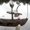 Last Day 50% OFF -Fishing Man Spoon Fish Sculpture Wind Chime