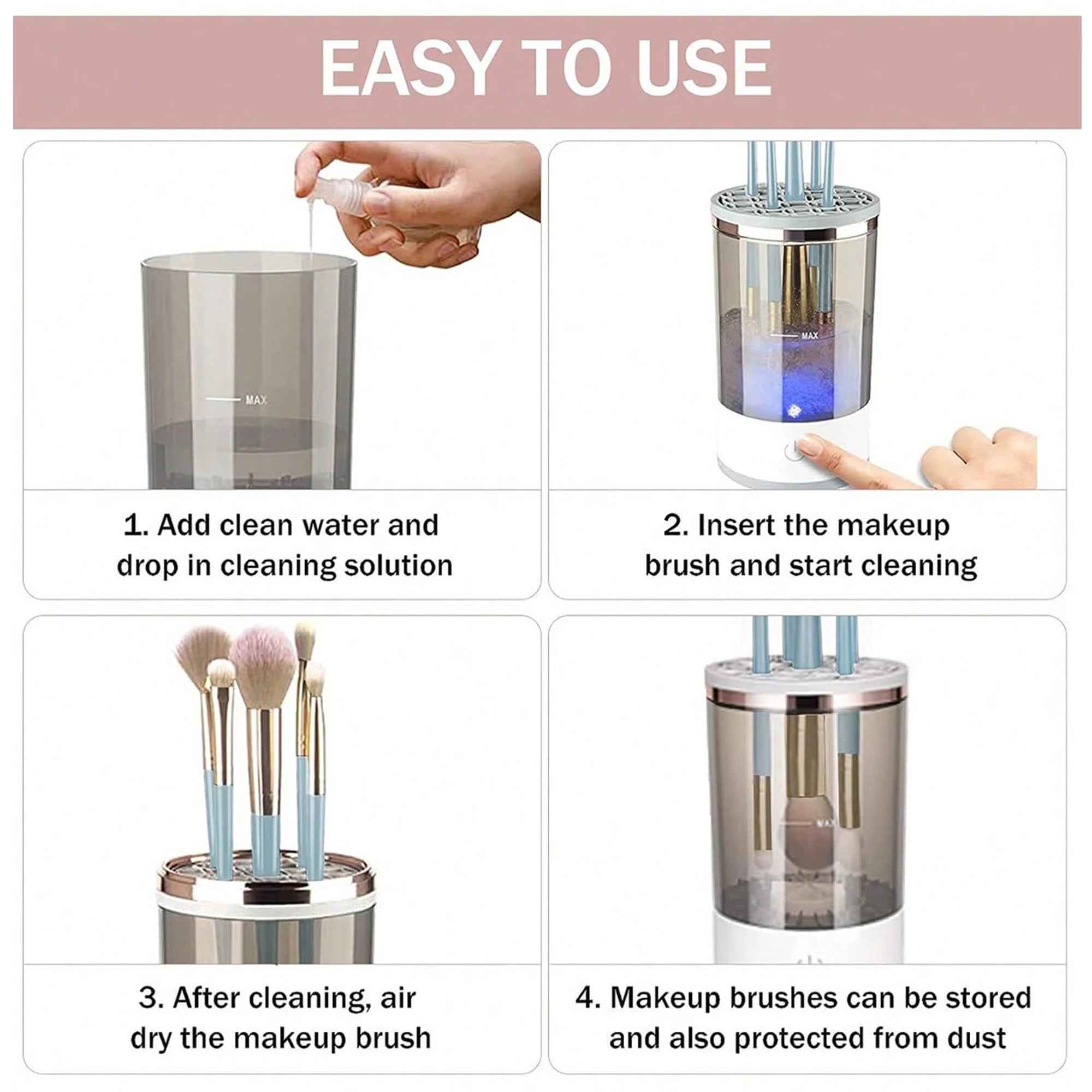 (🌲EARLY CHRISTMAS SALE - 49% OFF) Automatic Makeup Brush Cleaner, 🔥BUY 2 FREE SHIPPING