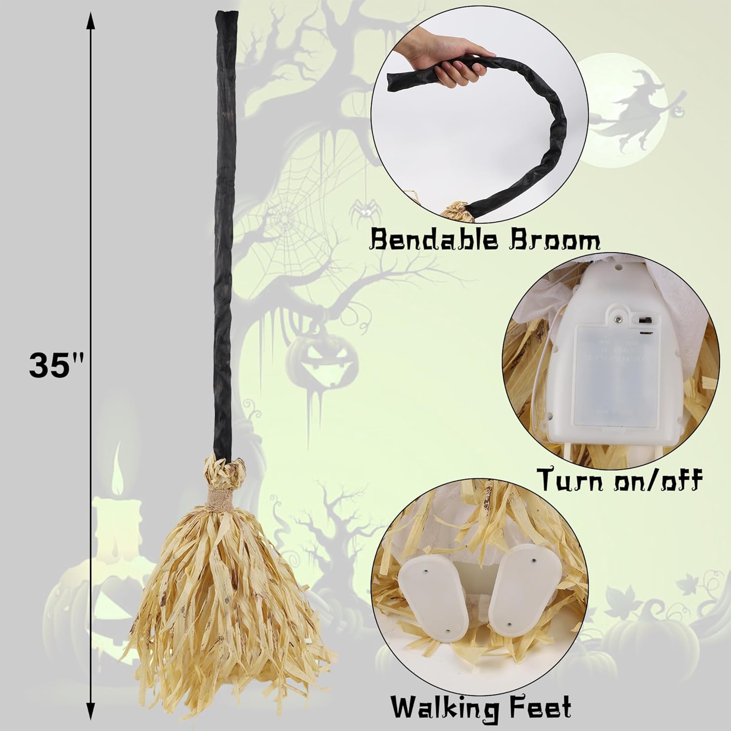 ⏰LAST DAY SALE 50% OFF💥Witches Broom Halloween Decor