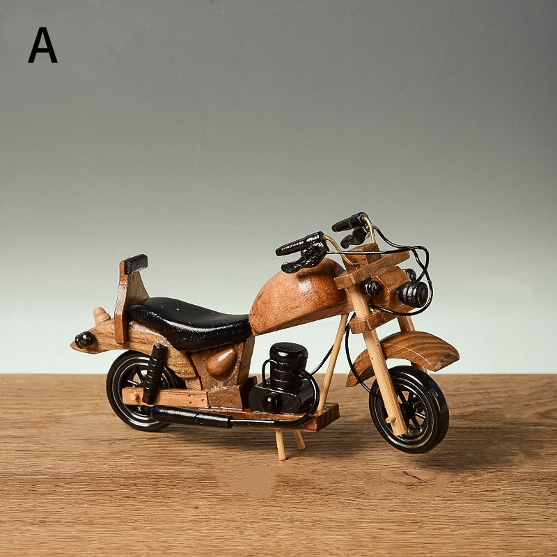 Vintage Wooden Motorcycle Decoration