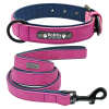 Personalized, Custom Engraved Leather Dog Collar & Leash Set