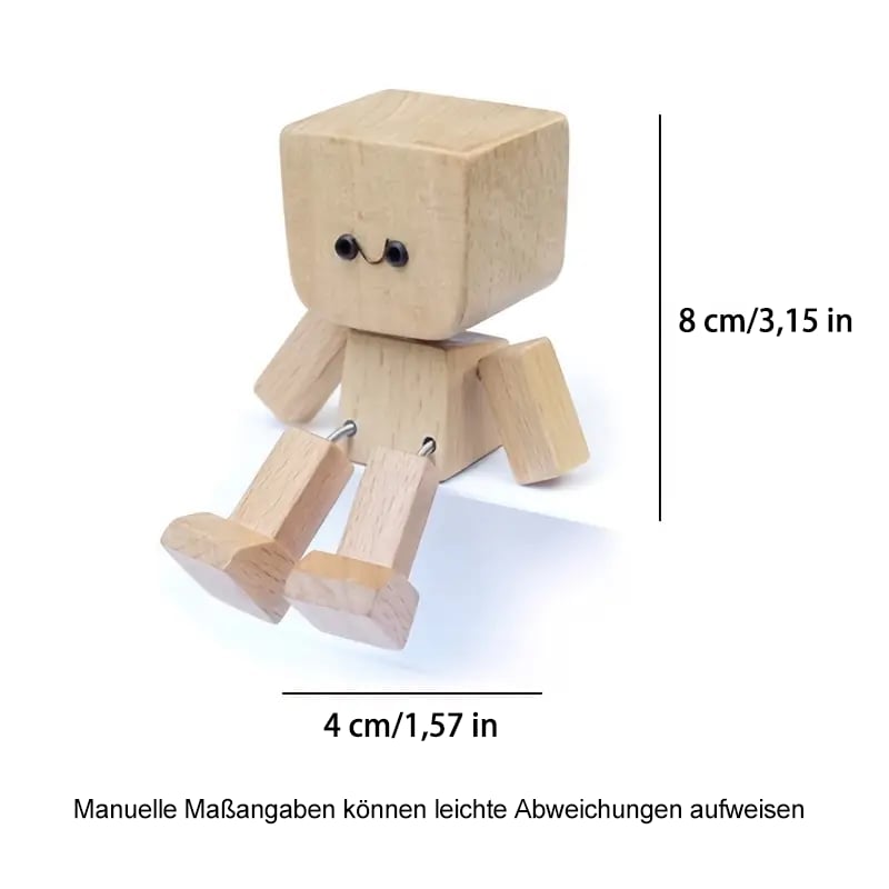 Charmante kleine Holzfigur, die mit 12 magnetischen Ausdrücken schwankt