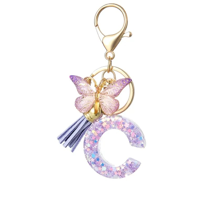 🔥Last Day 50% OFF - Butterfly Letter Keychain Tassel Design Vibrant Durable Lightweight Gift