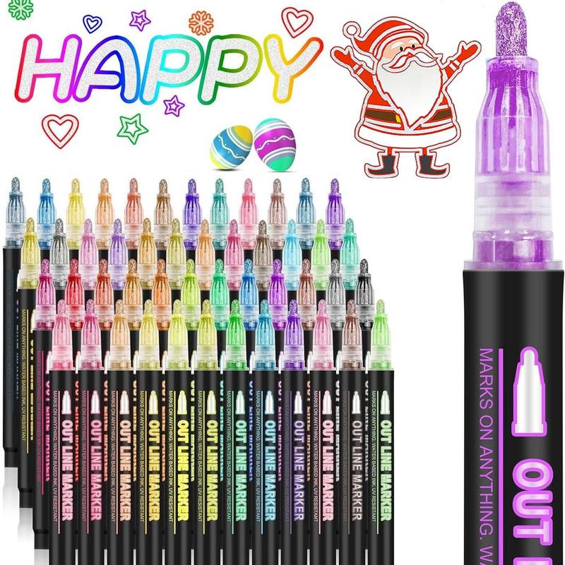 🎄⏰Last Day 49% OFF🎉 Double Line Outline Art Pen Marker Pen