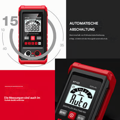 👍Neues automatisches Digitalmultimeter HT – mit berührungsloser Spannungsfunktion für Wechsel-/Gleichspannung (rot)