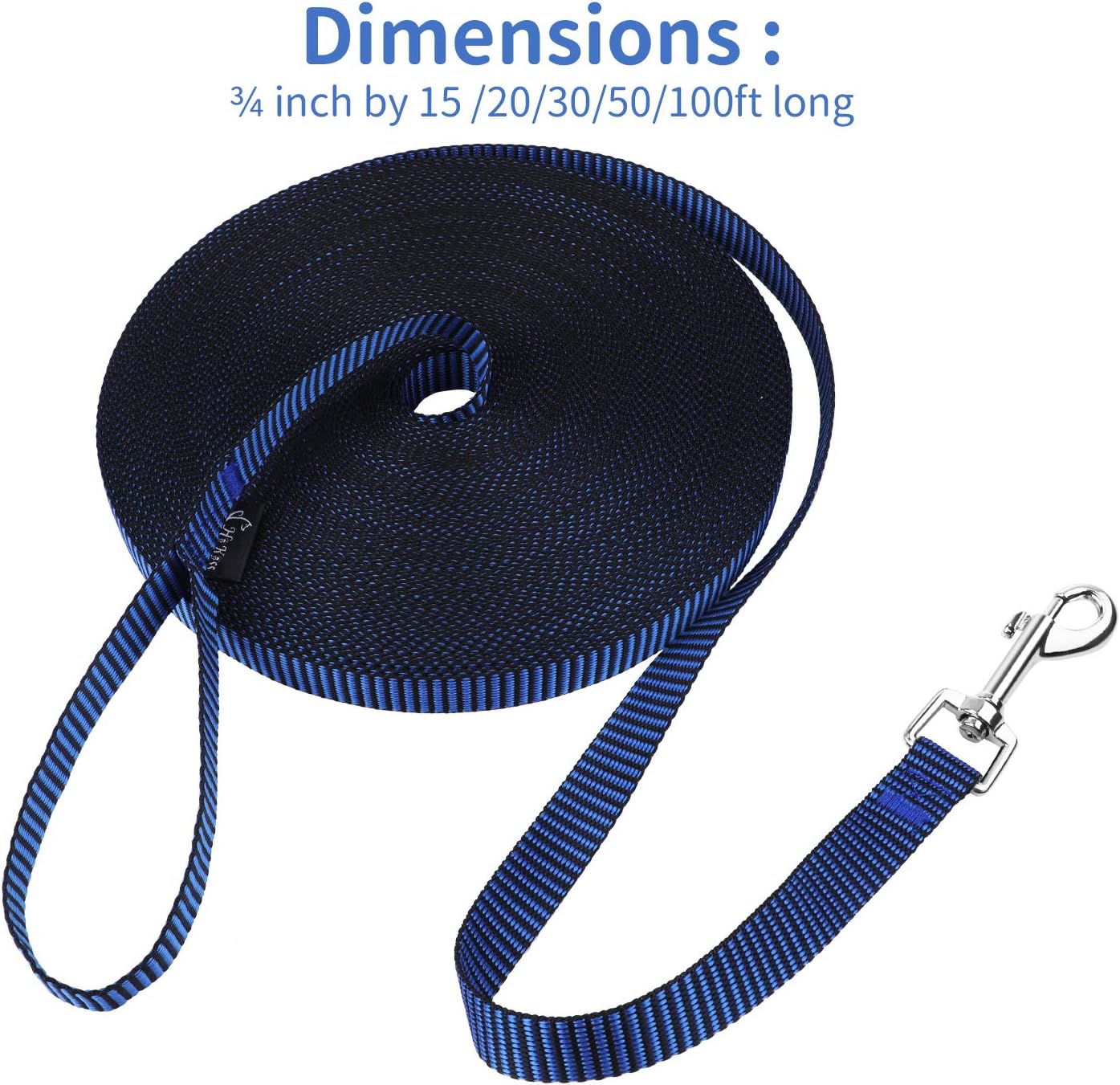 Hi Kiss Dog/Puppy Obedience Recall Training Agility Lead - 15ft 20ft 30ft 50ft 100ft Training Leash - Great for Play, Camping, or Backyard - Black 30ft