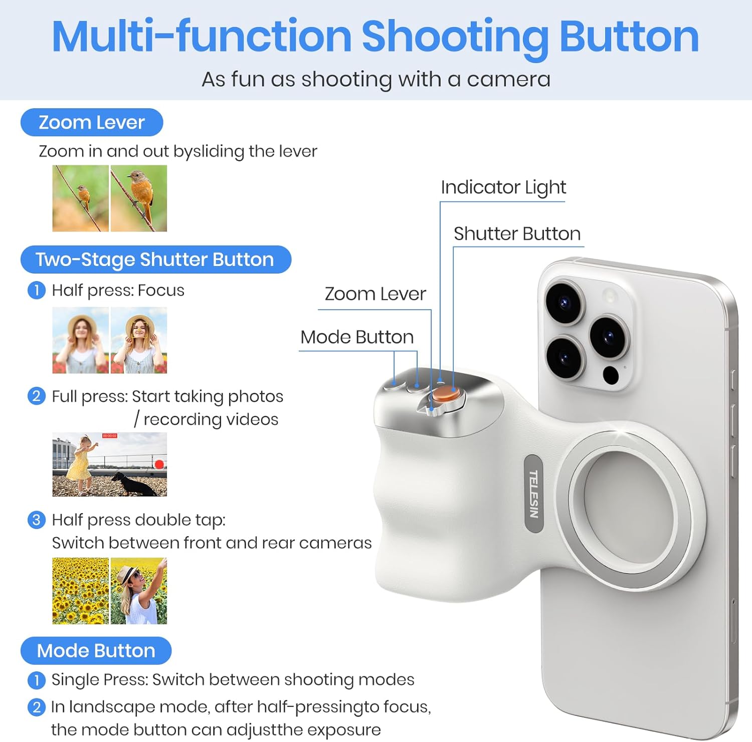 🎁TikTok Last Day Sale - 70% OFF🎉Magnetic Phone Camera Selfie Grip with Wireless Shutter Button