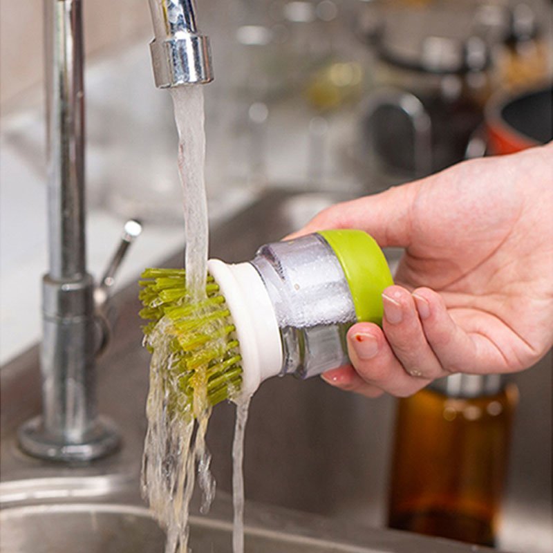 Soap Dispensing Palm Scrub Brush with Drip Tray