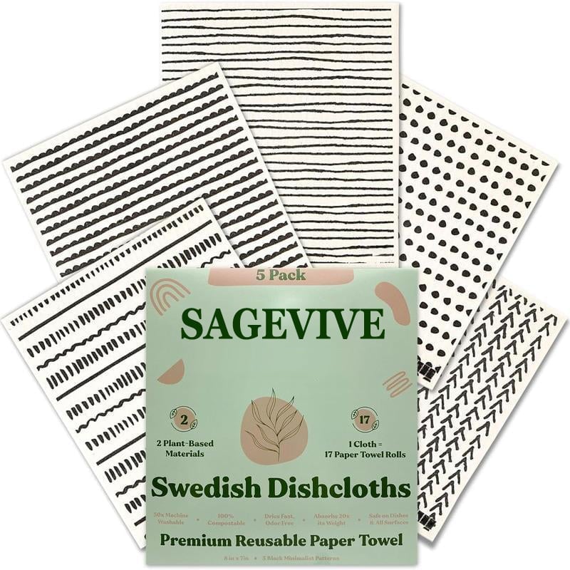 🎄Holiday Pre-Sale Save 70%🎄Swedish Dishcloths for Kitchen & Cleaning | 5 Pack