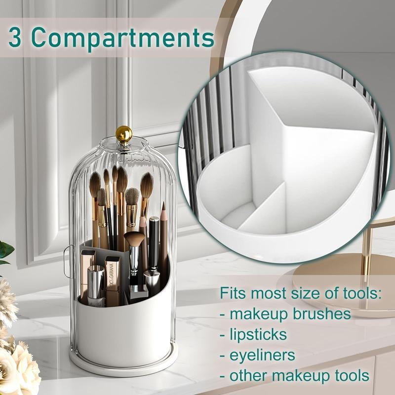 🪥 Dustproof Rotating Toothbrush & Makeup Brush Holder
