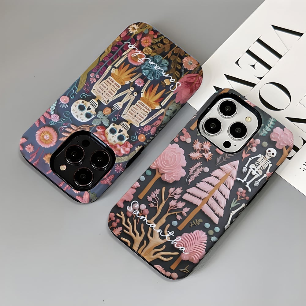 🎁TikTok Last Day Sale - 70% OFF💀🌼Vintage Skeletons in Bloom Phone Case