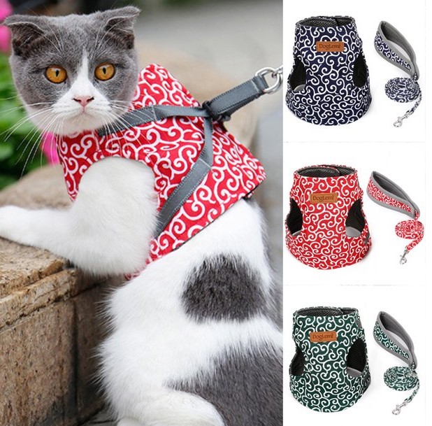 LAST DAY SALE-49% OFF-Cat Dogs Vest Harness and Leash Anti-break Away Chest Strap Cat Clothes