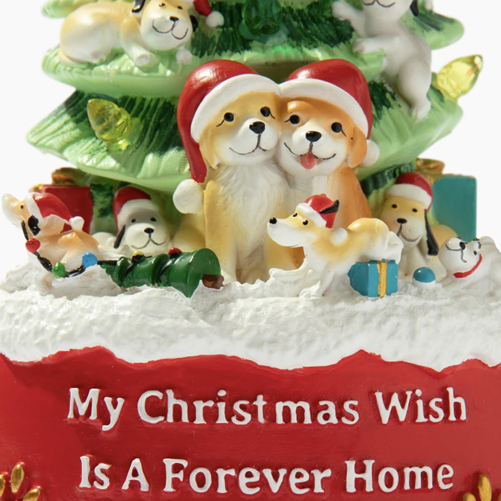 🎄My Christmas Wish Is A Forever Home For Every Dog-🐕Hand Crafted Light Up Resin Christmas Tree