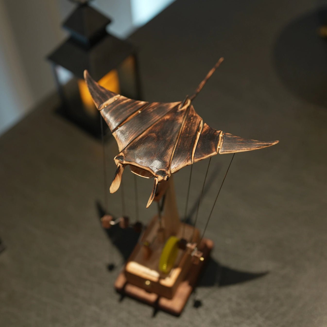 Artisan Handcrafted Wooden Manta Ray Automaton