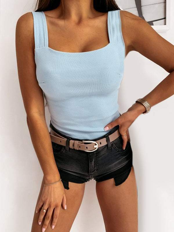 Women Sexy Skinny Solid Sleeveless Knit Tank