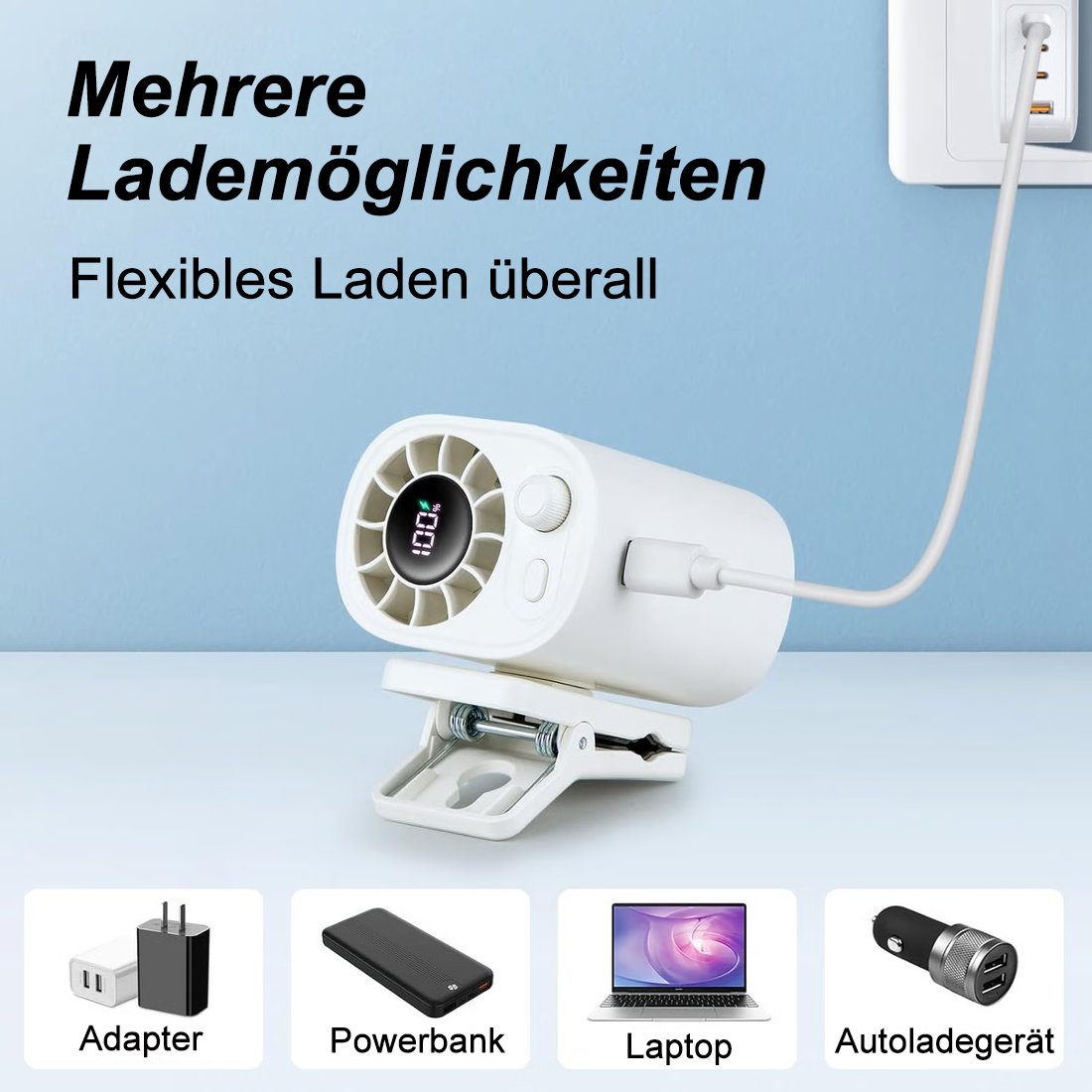 🎉Letzter Tag 49% Rabatt🔥Leistungsstarker, über USB wiederaufladbarer Lüfter