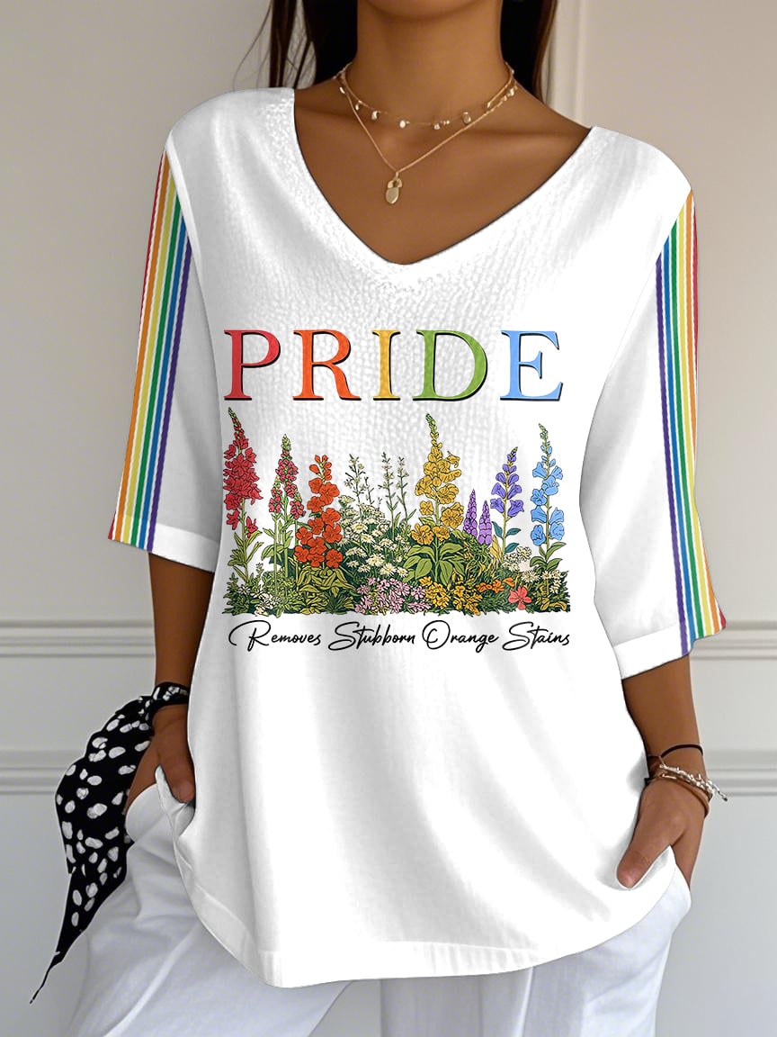 Women's Pride LGBT Removes Stubborn Orange Stains Print Mid Sleeve T-Shirt