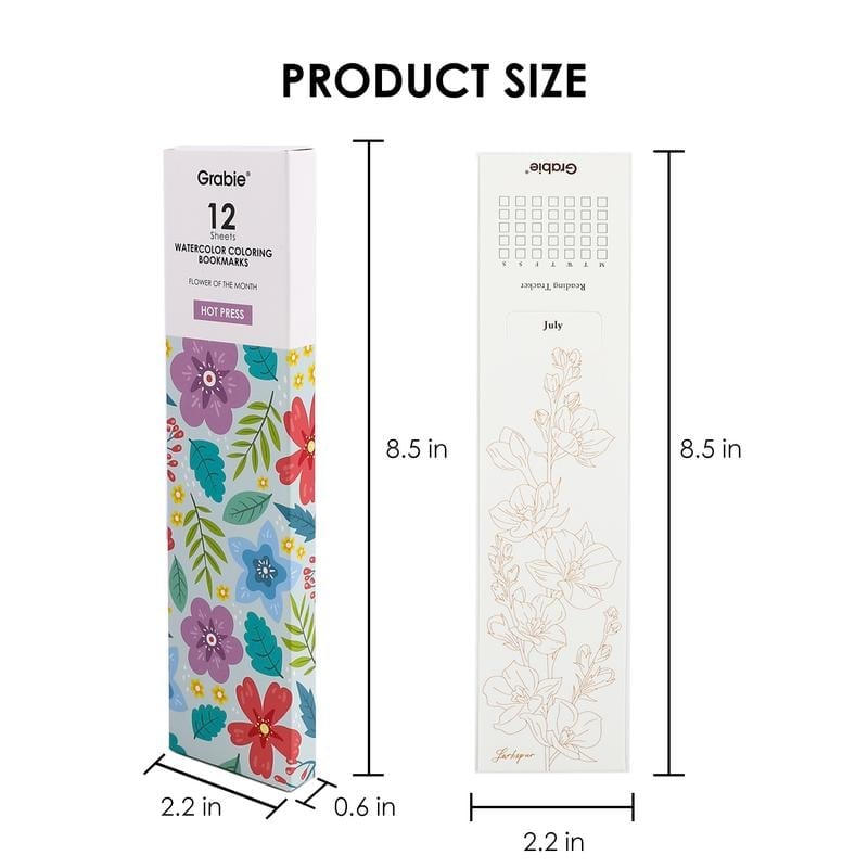 🎨🍁12 - Sheet Watercolor Coloring Bookmarks🍃140LB(300gsm)✨Perfect Gift for Beginners & Travel Art 🎁✈️