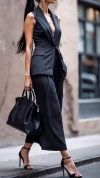 Women's Collar Vest+pants Commuting Style Set