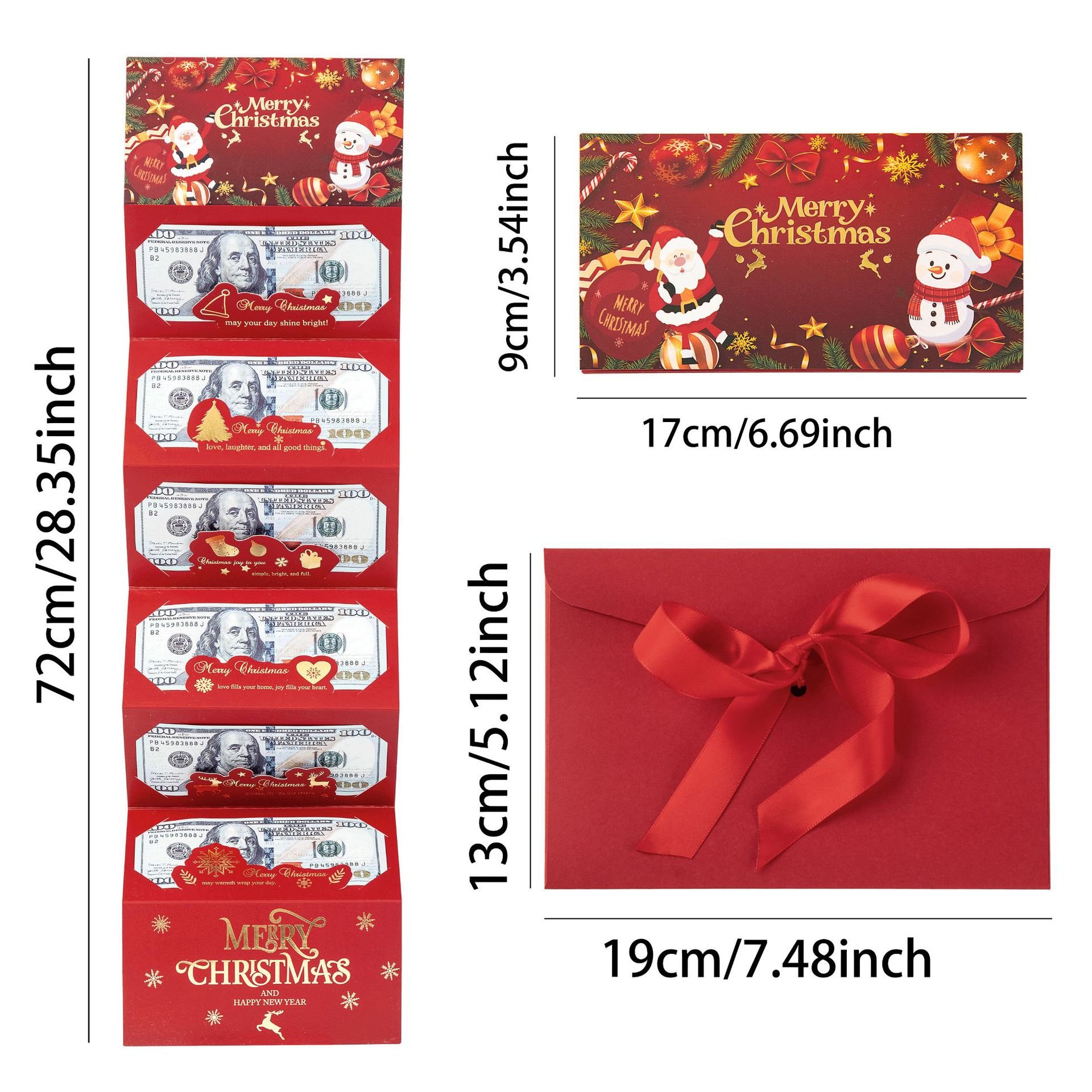 🎁💗Kreativer DIY Faltbarer Weihnachtsmann-Dollar 6 Schlitz Goldfolie Roter Umschlag Weihnachtsmotiv Papiergeldhalter