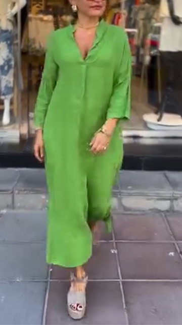 Women's V-neck Solid Color Loose Casual Dress