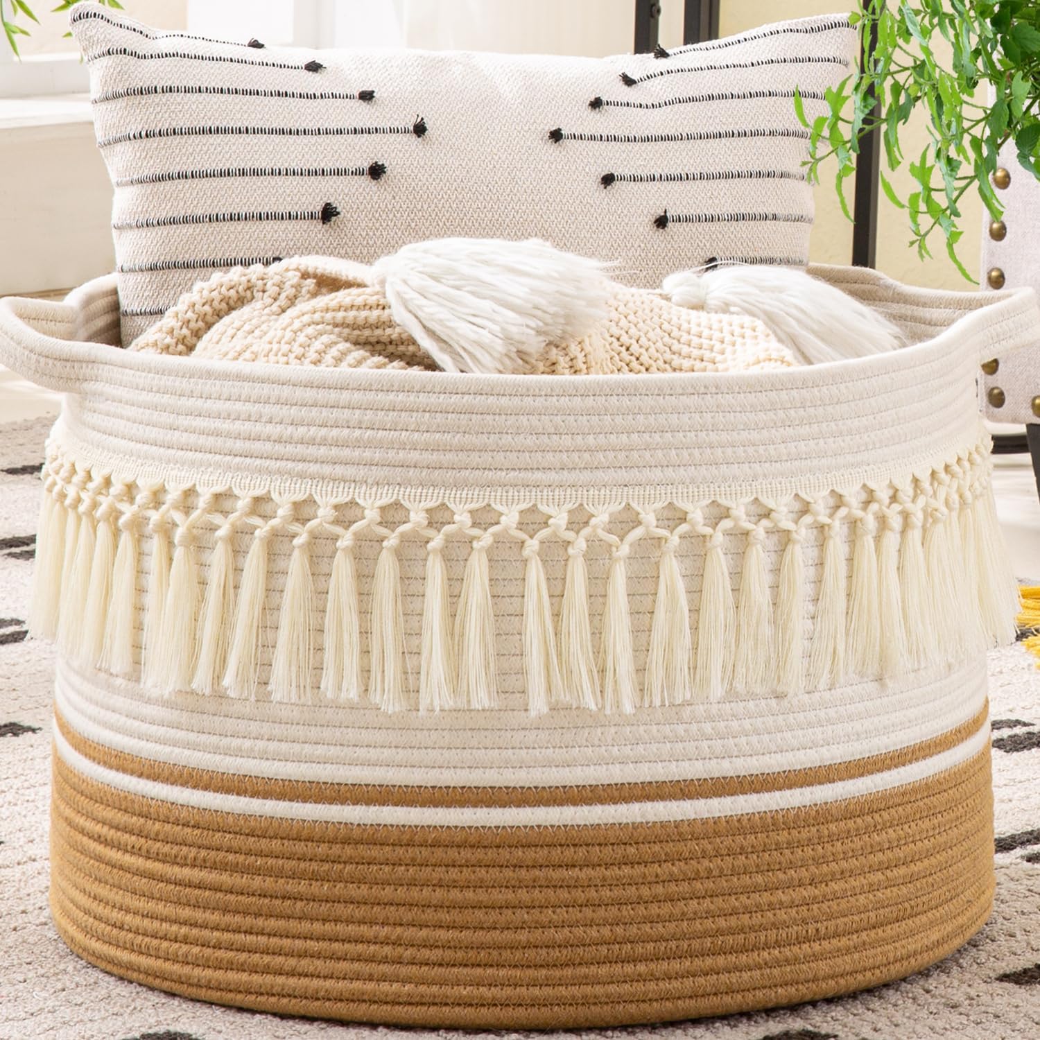 KAKAMAY Large Blanket Basket (20